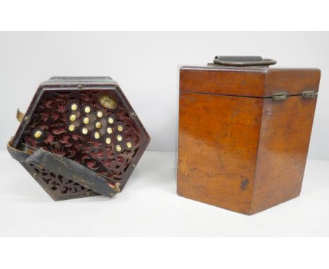 A 19th century The Peerless Anglo German Lachenal &amp; Co John G Murdoch &amp; Co squeezebox,  * with non-transferable Stand