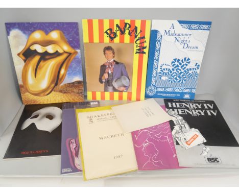 A collection of ephemera and memorabilia including Rolling Stones, Shakespeare company, a signed Corelli photograph, programm