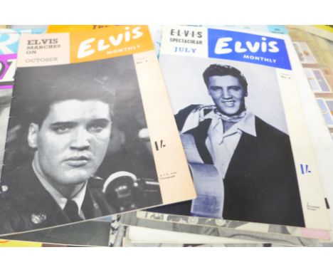A collection of pop/rock music ephemera, Elvis Monthly, Billy Fury, Everly Brothers, etc., 1960s