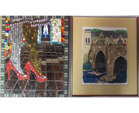 John Parkholm Legs Mosaic Together with a Geoffrey Barker screen print of Llangollen