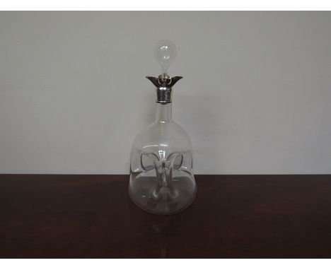 A Thomas Streetin silver collared glug glug decanter with stopper, London 1891