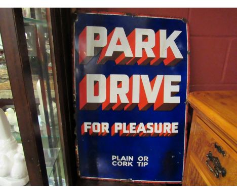 A Park Drive For Pleasure enamel sign