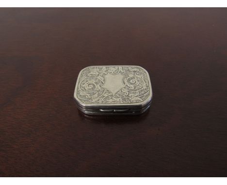 A Joseph Fray silver snuff box, engraved with foliate scrolls, vacant cartouche, Chester 1886, 4cm long, 19g