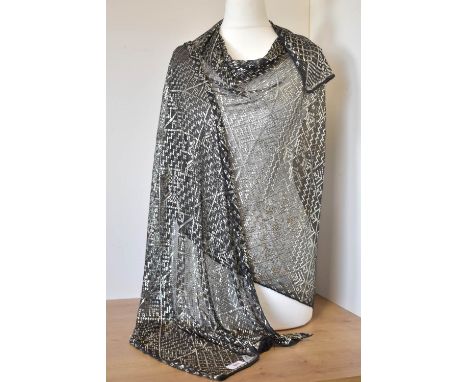 An Egyptian Assuit silver shawl, highly embellished, possibly antique. Assuit (also known as tulle-bi-telli or Asyut where it