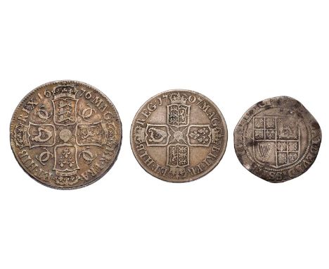 Charles II, Crown 1676, V.OCTAVO (Bull 397, ESC 51, S.3358) ex-mount with marks to obverse o/wise good fine; together with, J