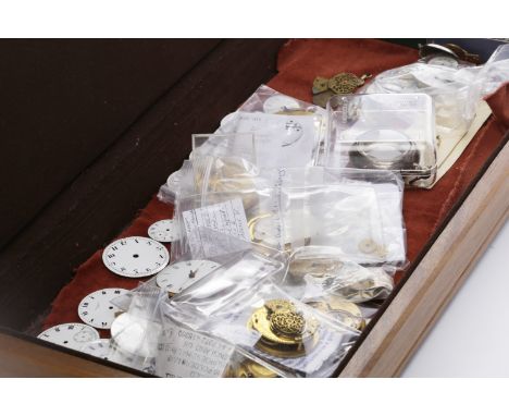 COLLECTION OF POCKET WATCH MOVEMENTS AND DIALS including movements by Peter Gill, Barry of Edinburgh, Muirhead & Son of Glasg