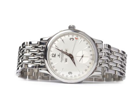 GENTLEMAN'S JAEGER LE COULTRE MASTER CONTROL STAINLESS STEEL AUTOMATIC WRIST WATCHthe round silver coloured dial with applied