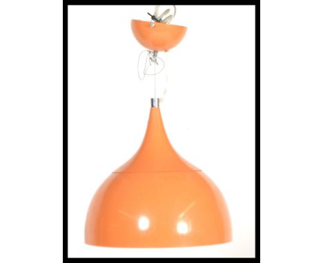 A vintage retro 20th Century orange lamp shade in the manner of Verner Panton. Measures 50cm high x 33cm wide.