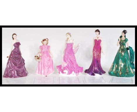 A group of five boxed Compton &amp; Woodhouse figurines to include Royal Worcester Ruby A Jewel To Treasure 1298/7500, Royal 