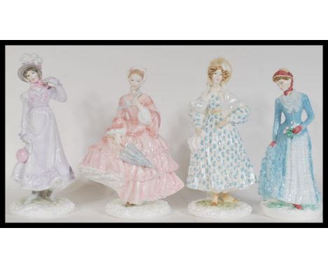 A set of four Compton &amp; Woodhouse Royal Worcester figurines from the Victoria and Albert Museum Walking Out Dresses of th