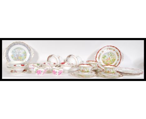 A Royal Albert Canterbury pattern part tea set together with&nbsp;Royal Albert bone china Chelsea bird pattern part tea servi