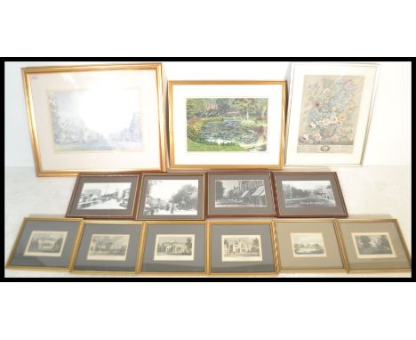 A selection of 20th Century framed prints to include a reproduction print after Casteels engraved by H. Fletcher featuring th
