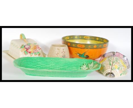 A group of vintage early 20th Century Art Deco ceramics to include Shelley Stork pattern bowl, Carlton Ware celery dish, Shel