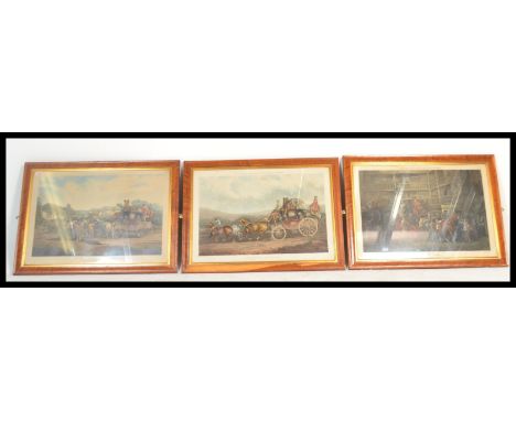 A group of three framed 19th Century prints entitled Fores's Recollections after C. C. Henderson engraved by J. Harris to inc