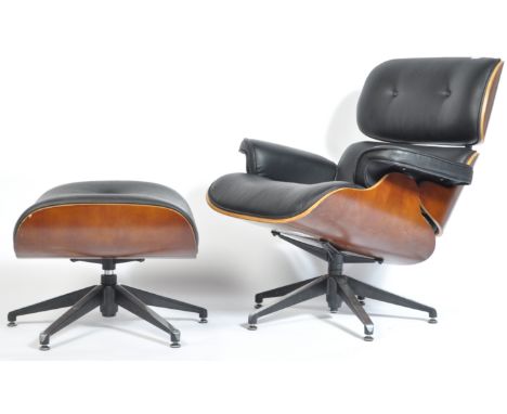 After Charles &amp; Ray Eames - Lounge Chair - A contemporary lounge chair and ottoman. The large swivel accent / lounge chai