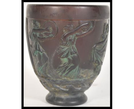 A 1920s Art Nouveau style French vase of footed ovoid form designed by Symbolist artist Georges De Feure relief moulded in a 