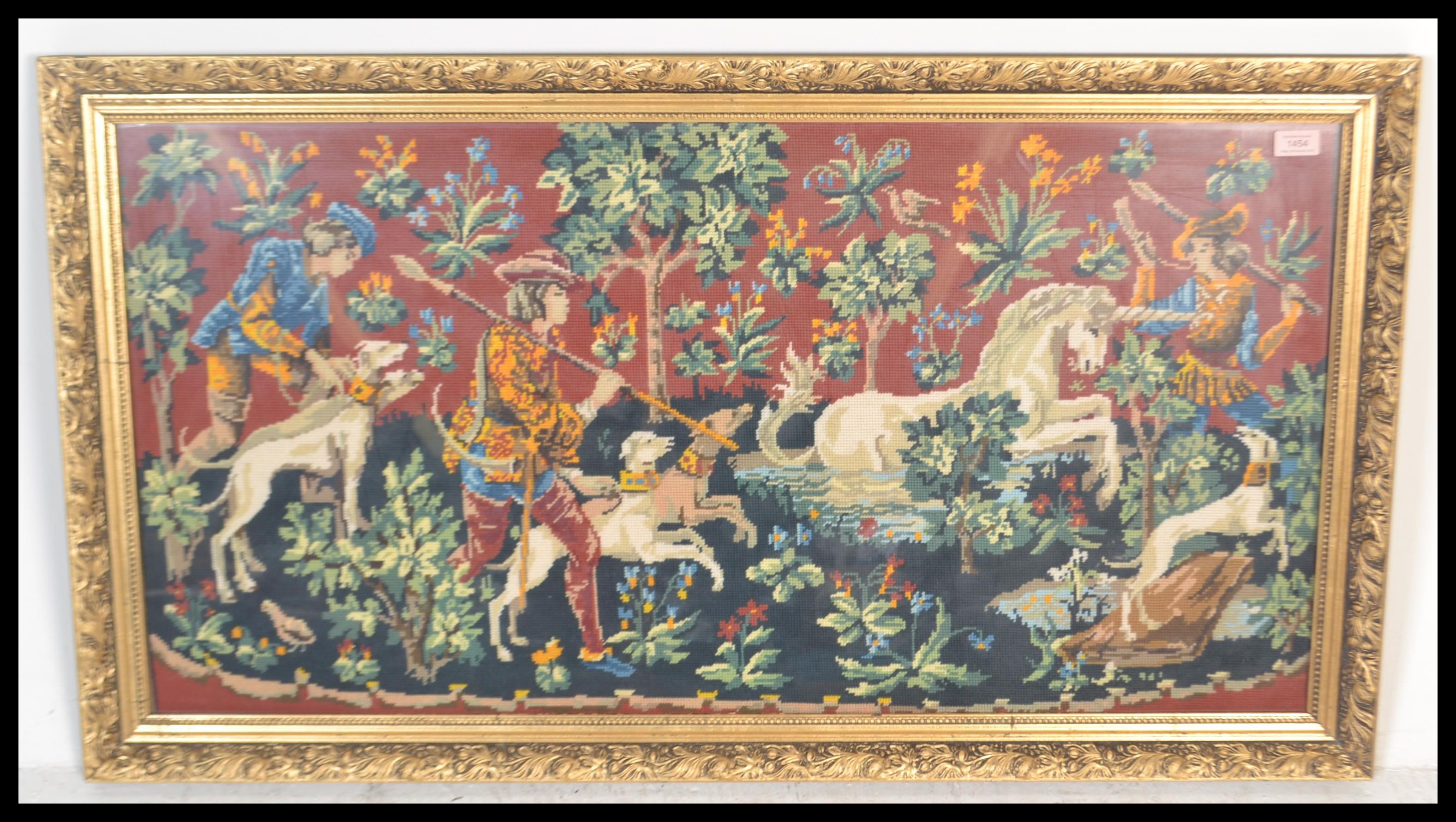 A 20th Century large French Tapestry depicting the Unicorn Hunt based