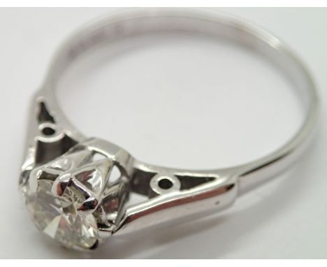 18ct white gold vintage 1978 diamond solitaire ring with 0.50ct diamond size M