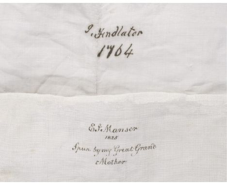 * Household Linen. A pair of 18th century linen sheets, circa 1716, and a third, 1764, two linen sheets with ink inscription 