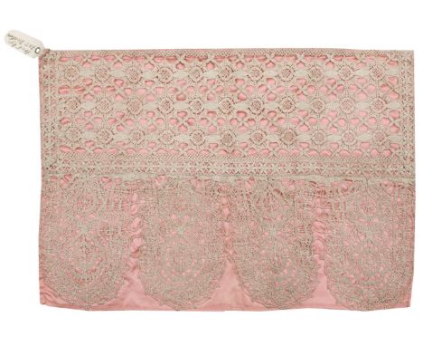 * Lace Borders. Two wide borders of bobbin lace, Genoa, Italy, 1st half 17th century, two matching scalloped borders in bobbi