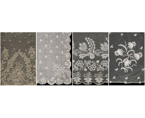 * Lace. A large veil, &amp; other hand-made lace items, 19th or early 20th century, a large cream needle lace wedding veil, h