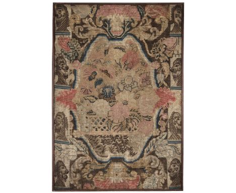 * Embroidered Picture. A large needlework picture, English, 18th century, worked in cross-stitch and tent stitch in coloured 