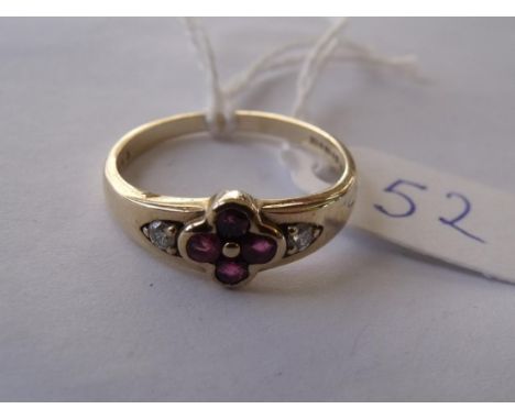 Ruby & diamond 9ct ring approx size 'P'    