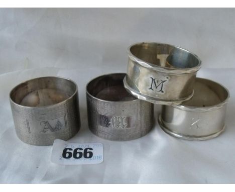Pair engine turned napkin rings Birm  also 2 more  130g       