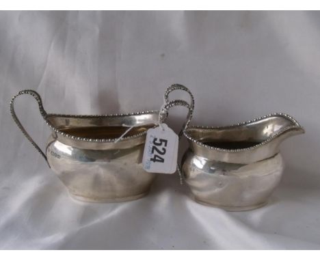 Boat shaped cream jug with matching sugar  basin Chester 1906 by GN & RH  160g    