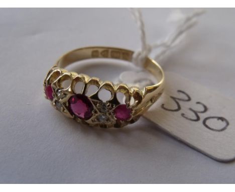 An antique 18ct gold ruby & diamond 7 stone  ring Chester 1906 size 'N'       