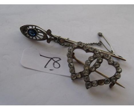 Two vintage paste silver brooches       