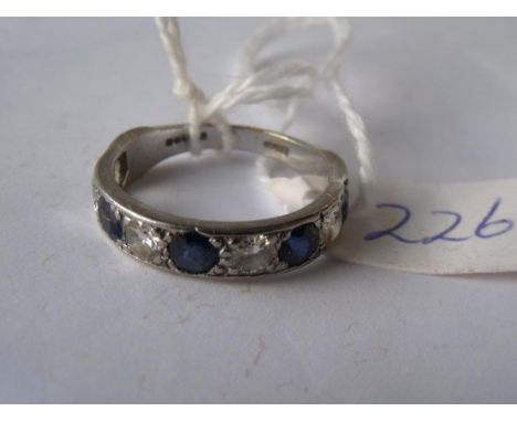 Good 18ct white gold half eternity ring  set with sapphires & diamonds (missing stone)  approx size 'M'  3.8g       