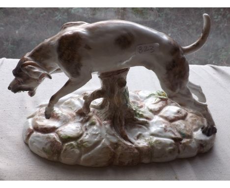 German porcelain model of a hound 13” wide