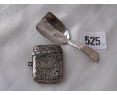 Georgian oe pattern caddy spoon also a Vesta  case         