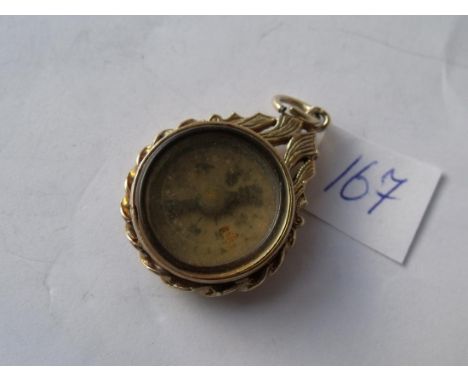 An antique compass fob pendant scroll  engraved        