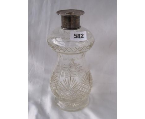 Cut glass decanter with waisted body 9”  high Birm 1911        