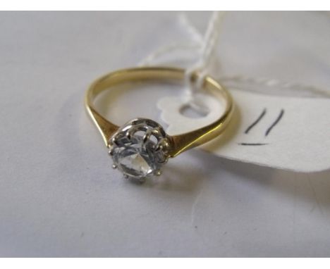 18ct gold white stone solitaire ring  approx size 'K'       