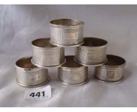 Set six engine turned napkin rings  Birm 1928 by WA 48g      
