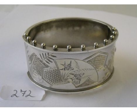 A wide aesthetic silver bangle 43.5g     