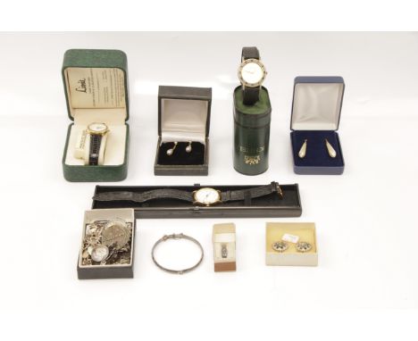 A collection of costume jewellery and fashion wrist watches, to include earrings, bracelets, rings, a Victorian hallmarked si