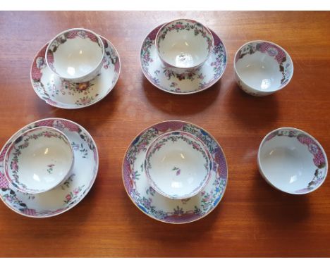 A collection of six 18th Century Royal Worcester Rose Teacups and Saucers.