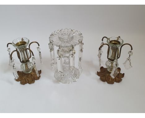 A collection of three Victorian candlestick lustres.