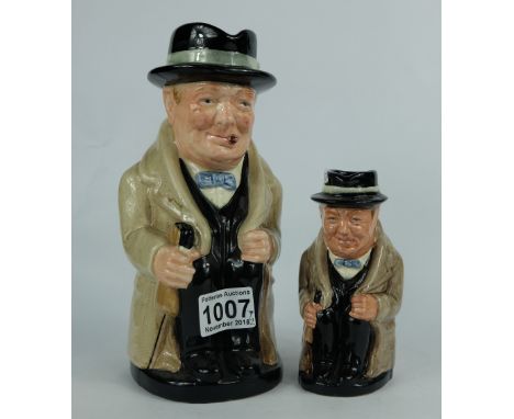Royal Doulton large and medium Toby jugs Winston Churchill, larger one has light coloured coat (2)