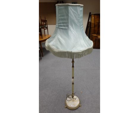 Brass and Onyx lamp stand with shade