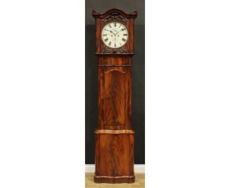 A Victorian mahogany longcase clock, 35cm circular dial inscribed Thos Moore Derby, Roman numerals, subsidiary seconds and ca