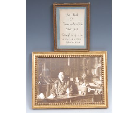 China and Tibet - a b/w portrait photograph of a Buddhist abbot, possibly that of Thrangu Monastery, Qinghai province/Kham re