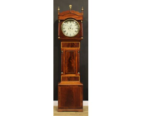 A Regency Welsh mahogany longcase clock, 36cm circular dial inscribed R. Williams, Llanrwst, Roman numerals, subsidiary secon