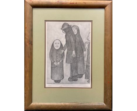 L.S. Lowry, after, by Henry Dom galleries, Family discussions, limited edition number 145 of 850, blind stamp to lower margin