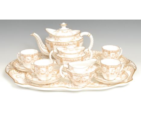 A Royal Crown Derby 3145 pattern cabaret set on tray, comprising teapot, sucrier and cover, milk jug, four teacups and saucer