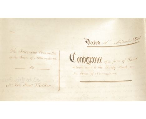 Derbyshire and Nottinghamshire: a collection of vellum deeds and indentures relating to mainly local transactions ranging in 